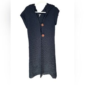 Free People Black Knit Sleeveless Cardigan Size Medium
